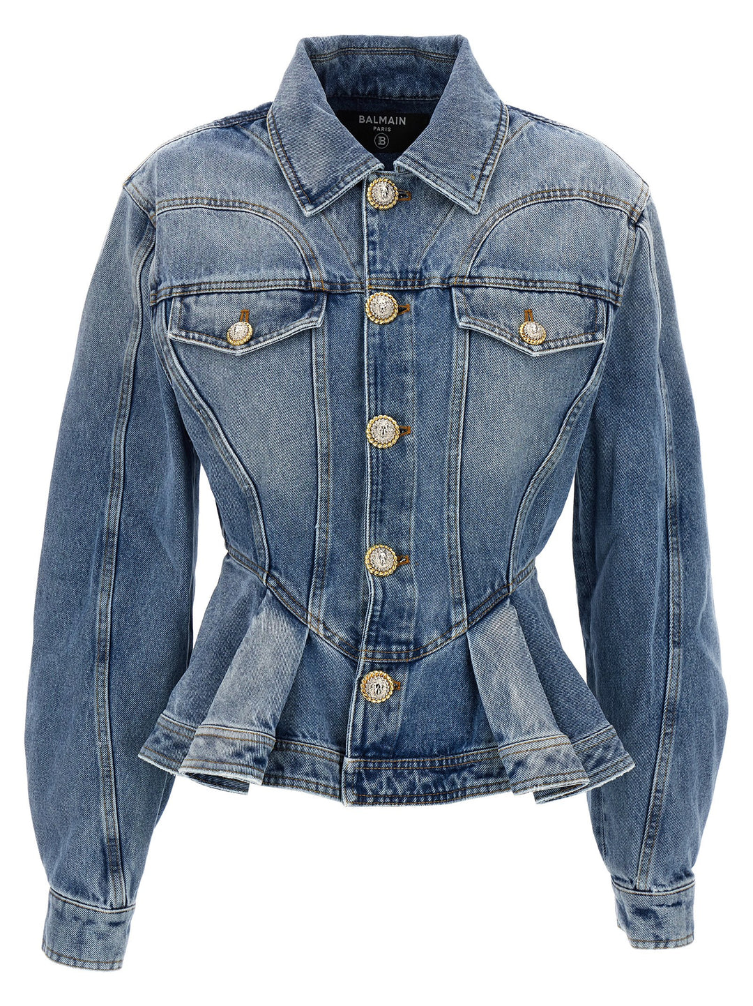 Peplum Denim Jacket Giacche Celeste