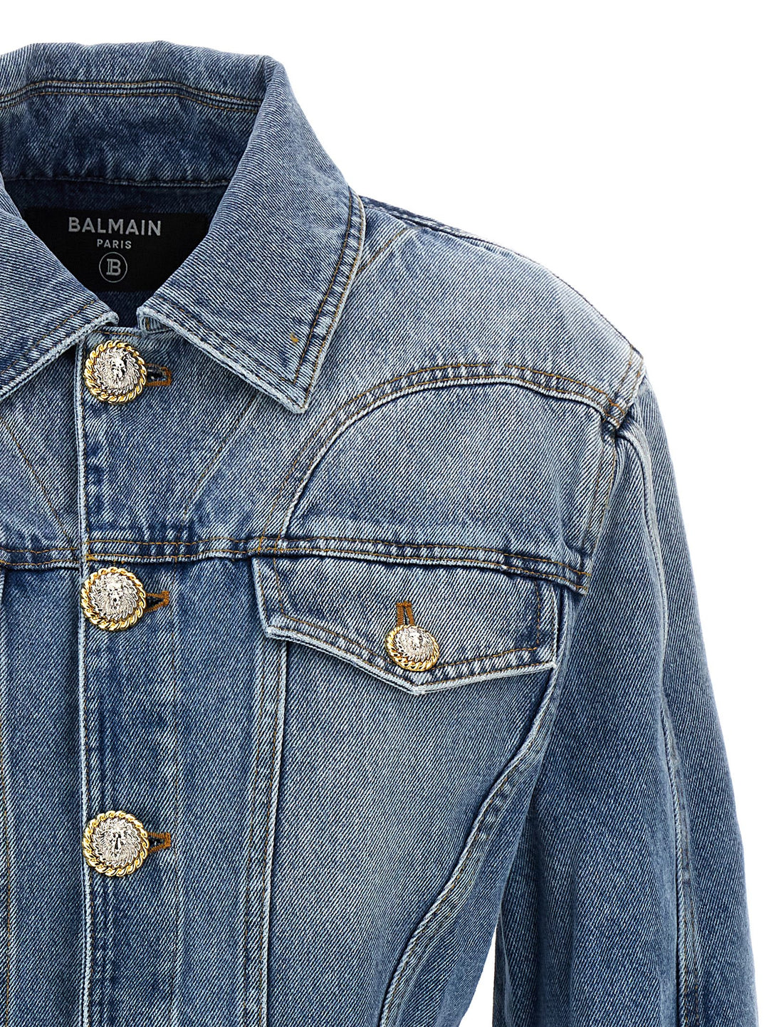 Peplum Denim Jacket Giacche Celeste