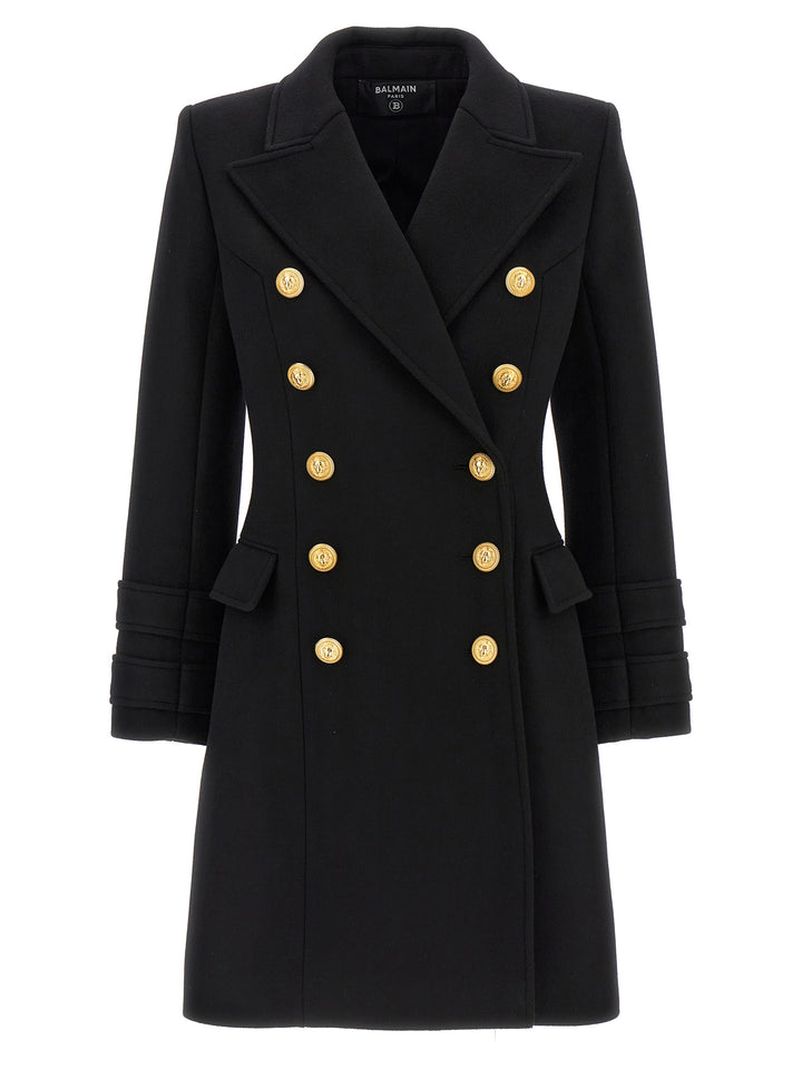 Double-Breasted Coat With Logo Buttons Trench E Impermeabili Nero