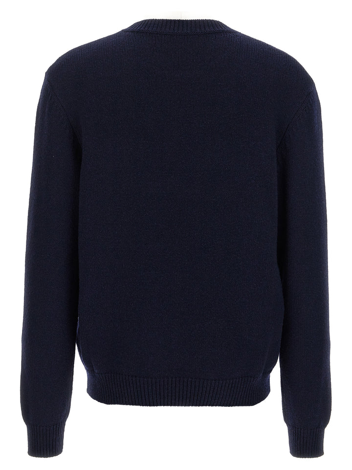 Logo Wool Sweater Maglioni Blu