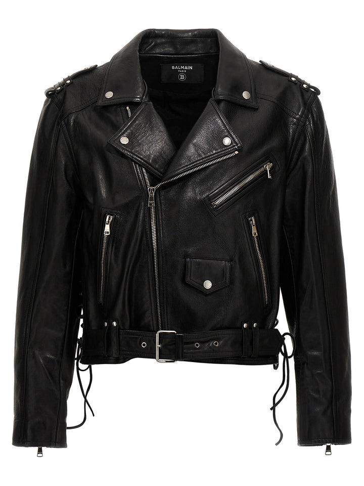 Leather Biker Jacket Giacche Nero