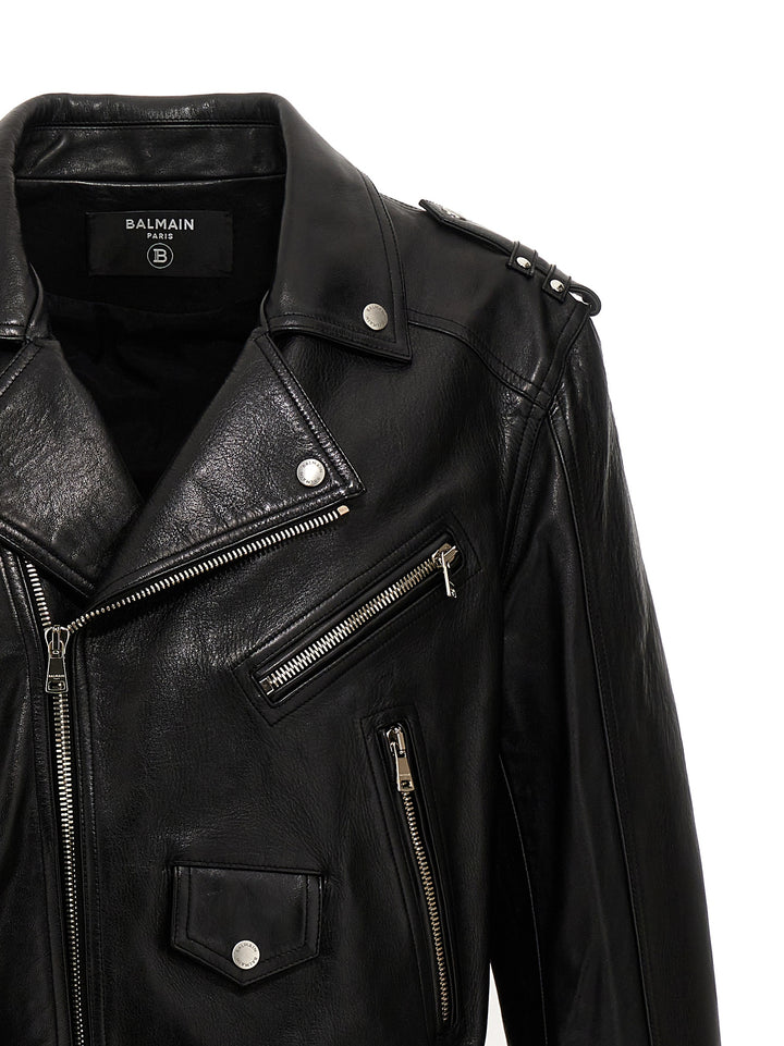 Leather Biker Jacket Giacche Nero