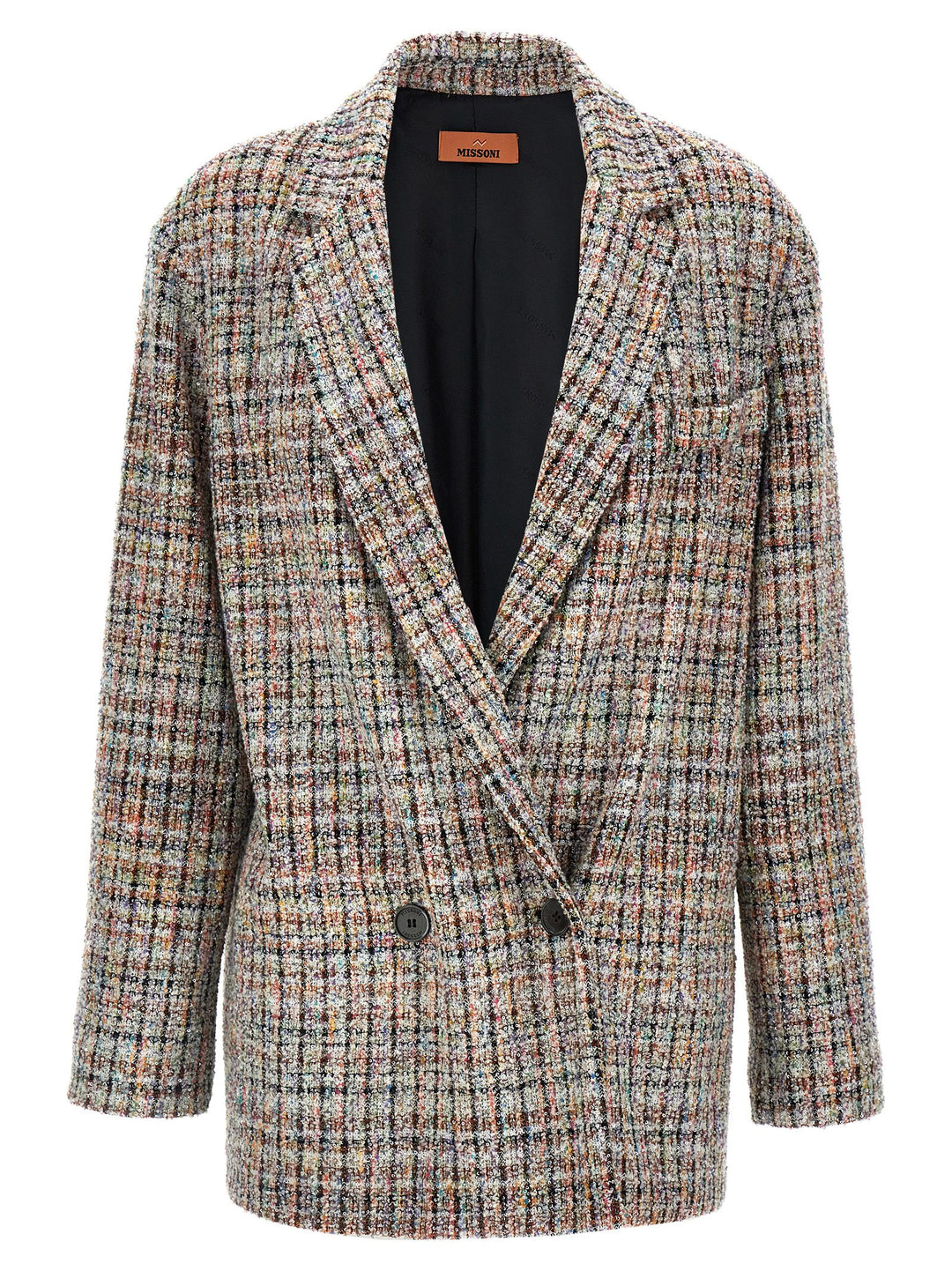 Bouclè Double-Breasted Blazer Blazer And Suits Multicolor