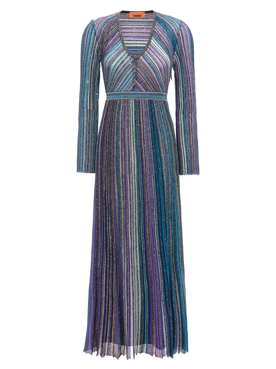 Lamé Pleated Long Dress Abiti Multicolor