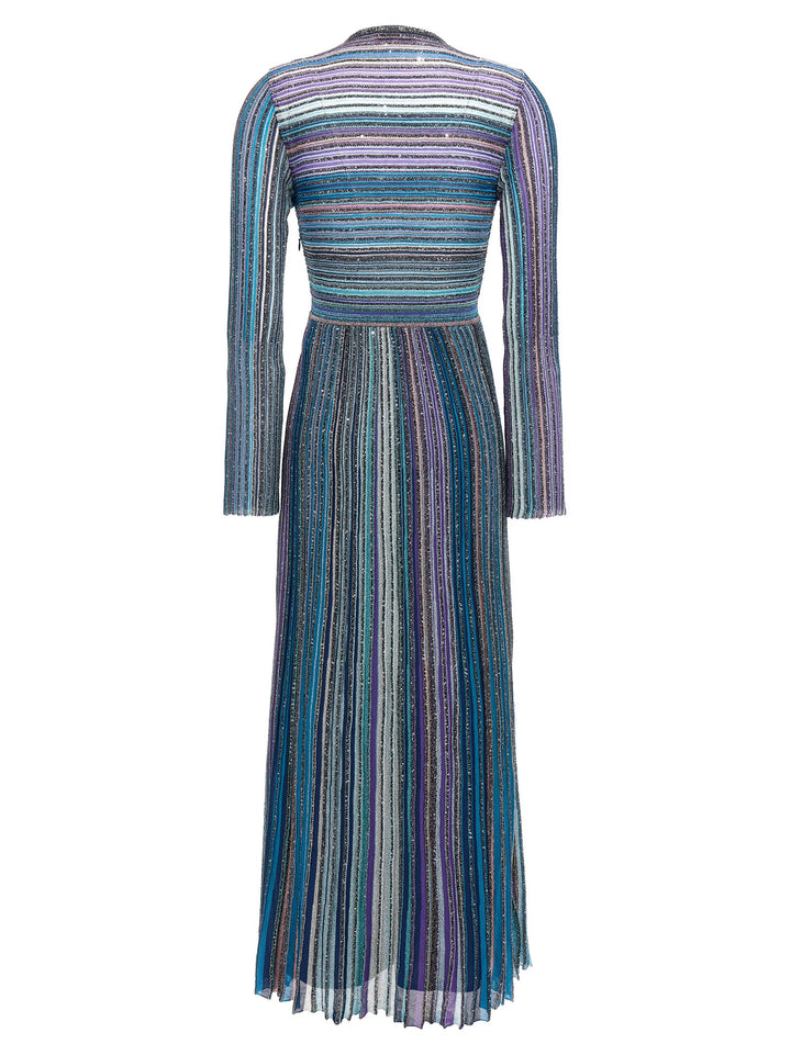 Lamé Pleated Long Dress Abiti Multicolor