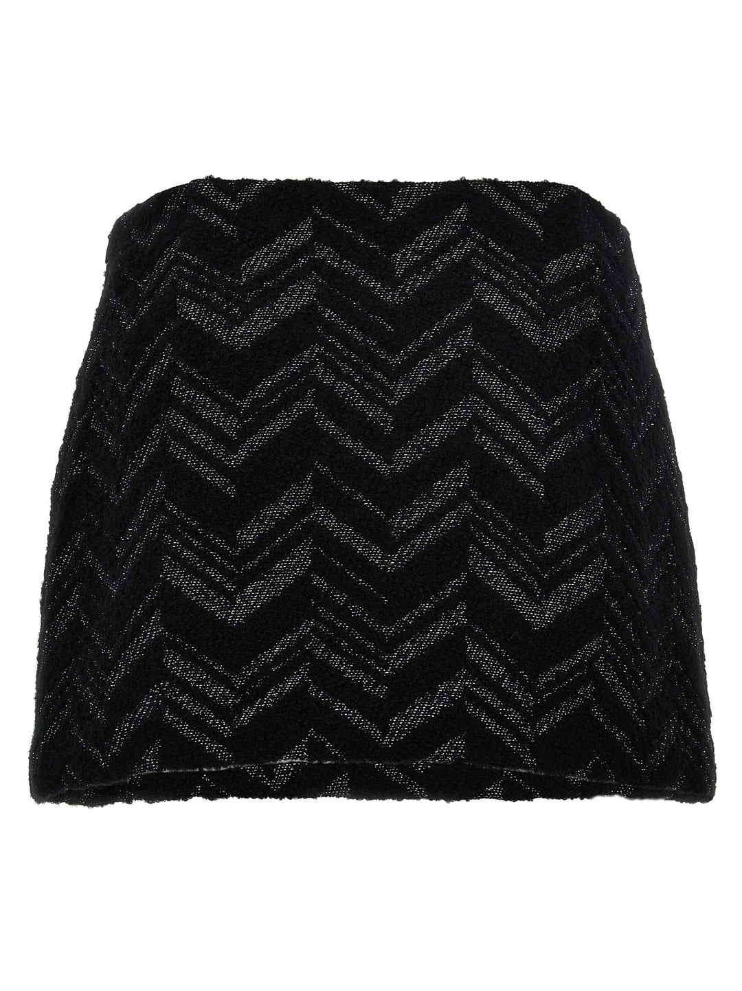 Chevron Lamé Bouclé Skirt Gonne Nero