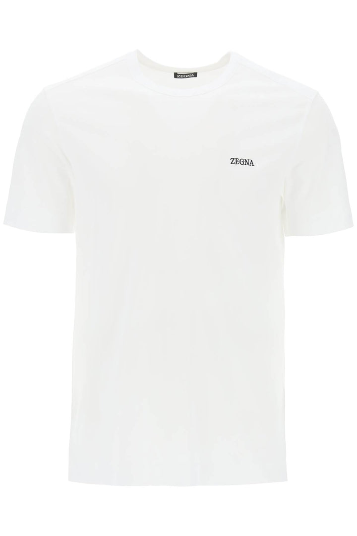 T Shirt Girocollo Con Ricamo Logo