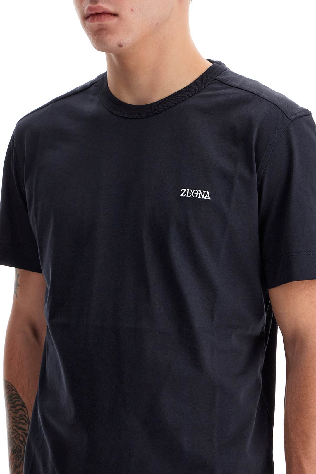 T Shirt Girocollo Con Ricamo Logo