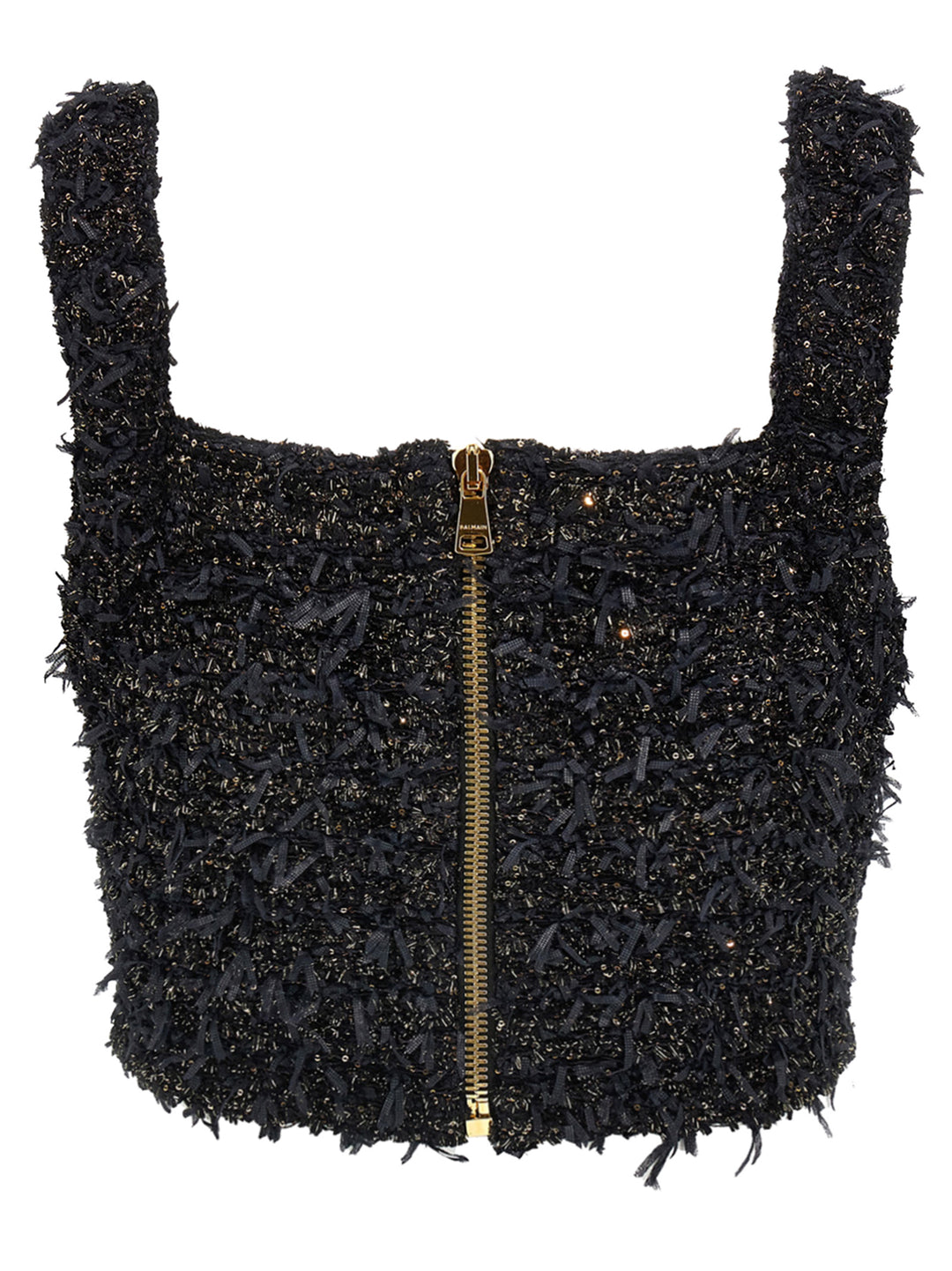 Lurex Tweed Top Top Nero