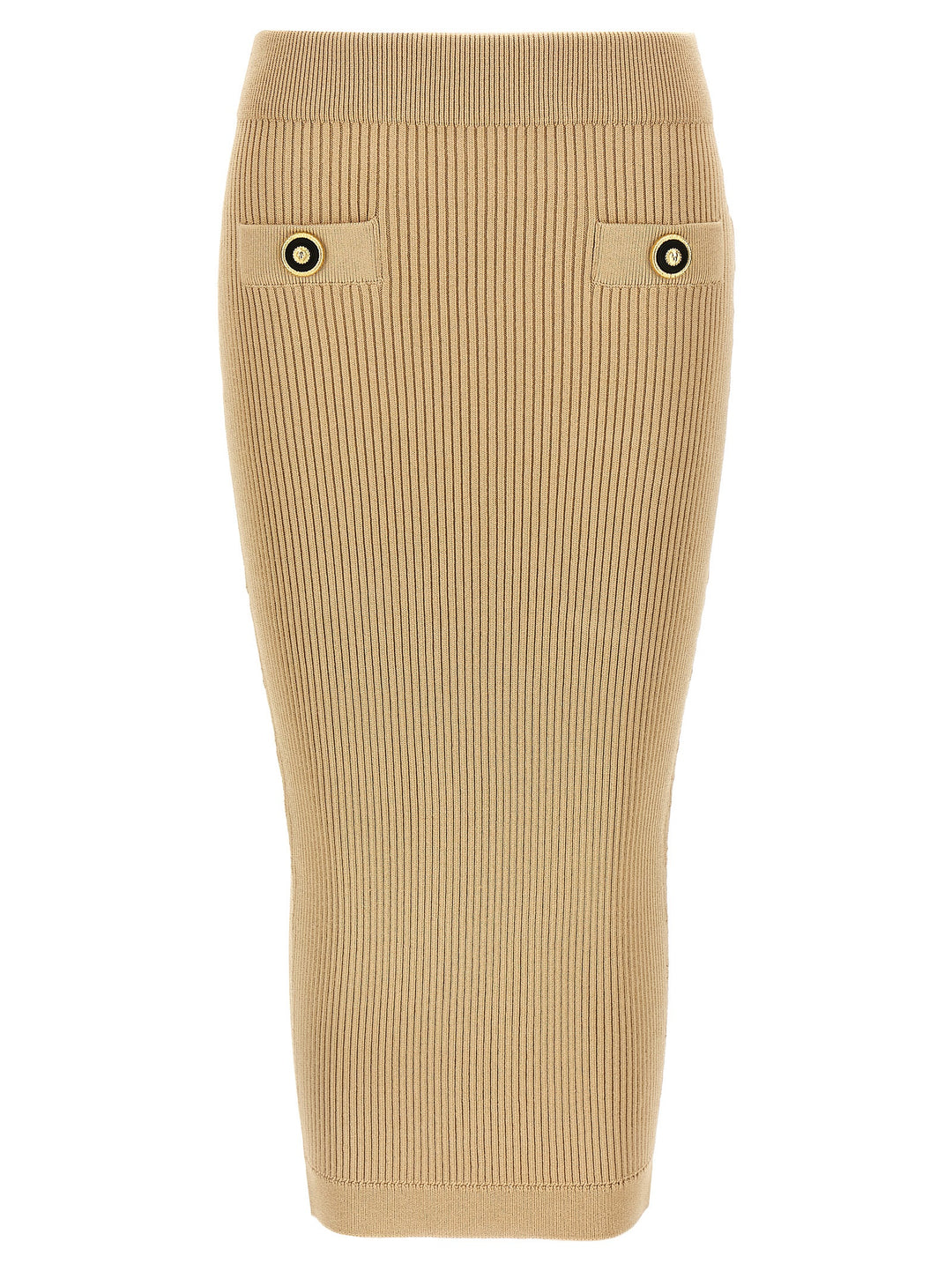 Ribbed Midi Skirt Gonne Beige