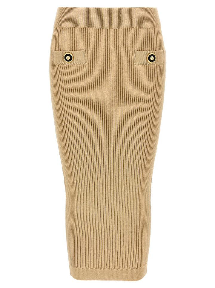 Ribbed Midi Skirt Gonne Beige