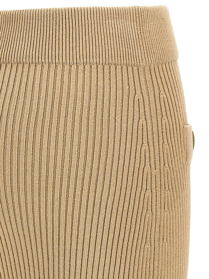 Ribbed Midi Skirt Gonne Beige