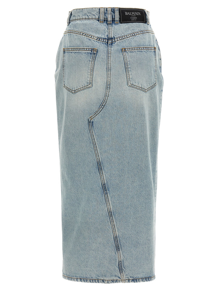 Denim Midi Skirt Gonne Celeste