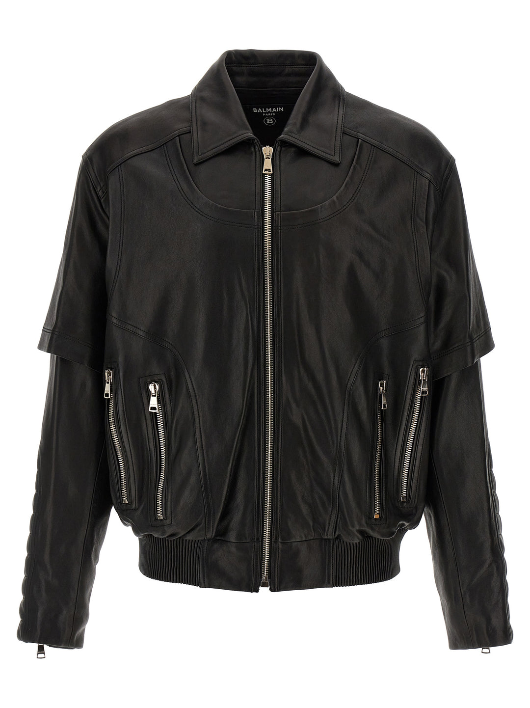 Layered Leather Jacket Giacche Nero