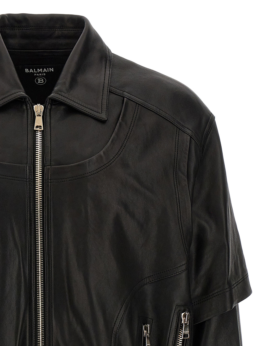 Layered Leather Jacket Giacche Nero