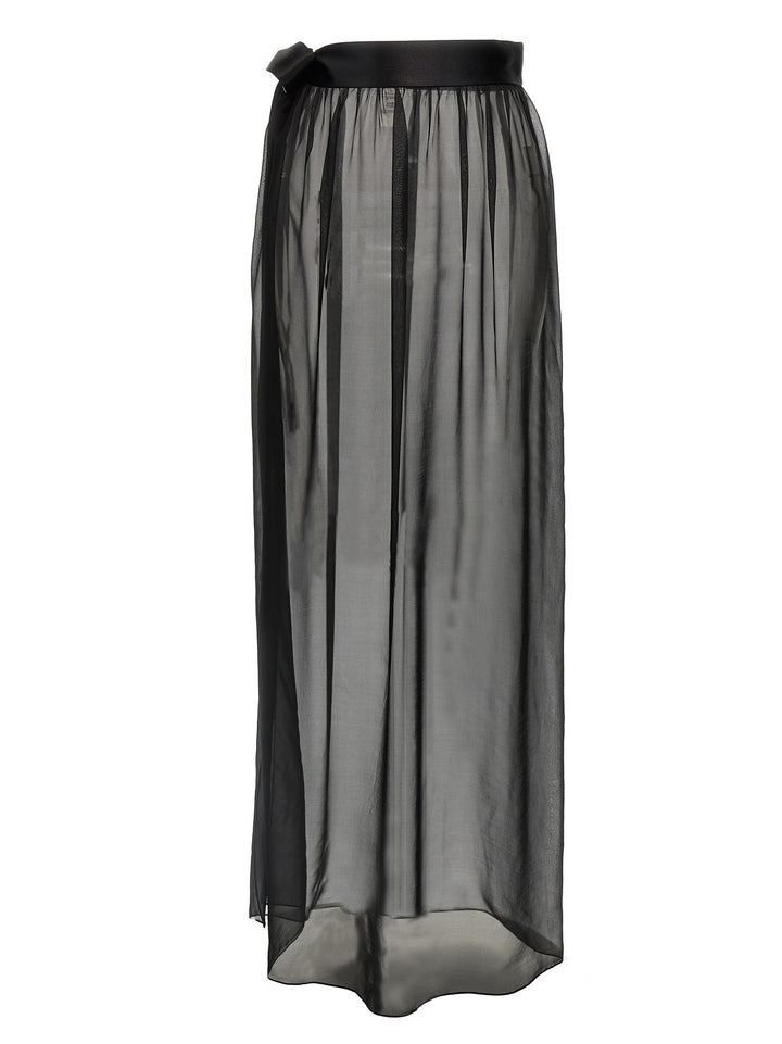 Chiffon Long Skirt Gonne Nero