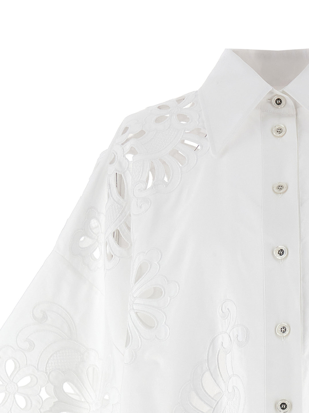 Cut-Out Embroidery Shirt Camicie Bianco