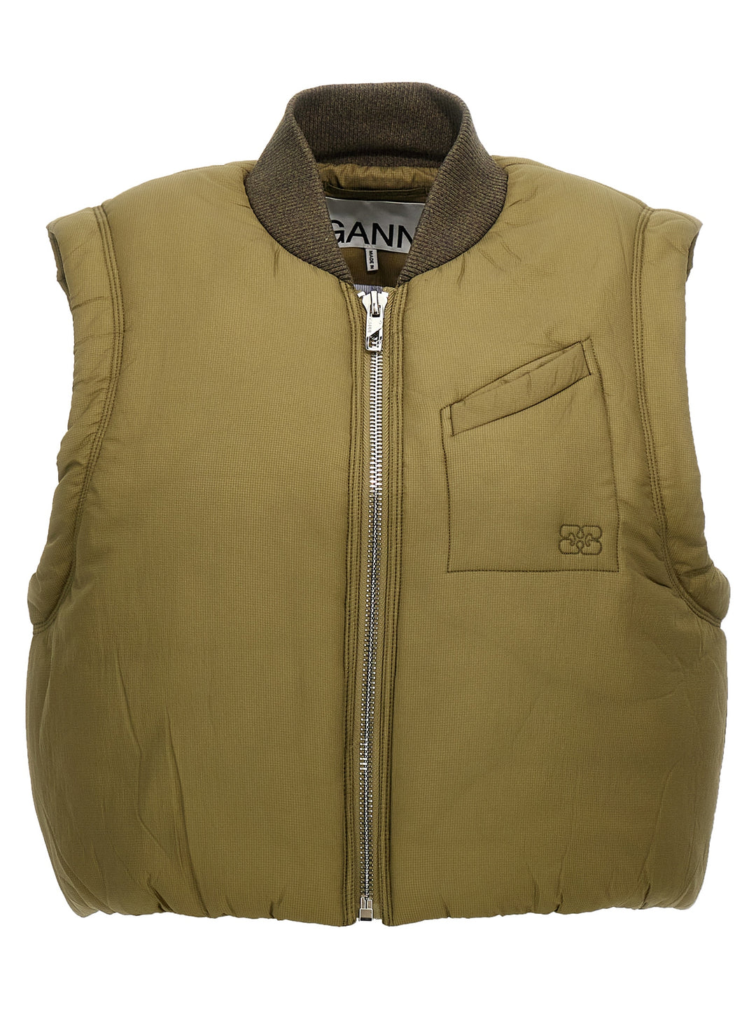 Padded Cropped Vest Gilet Verde