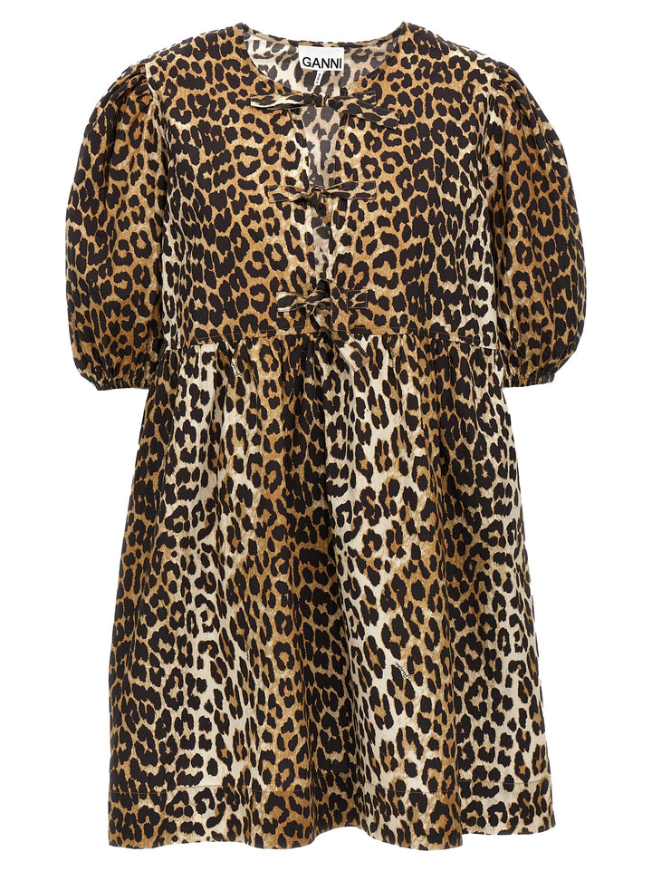 Leopard Poplin Dress Abiti Multicolor