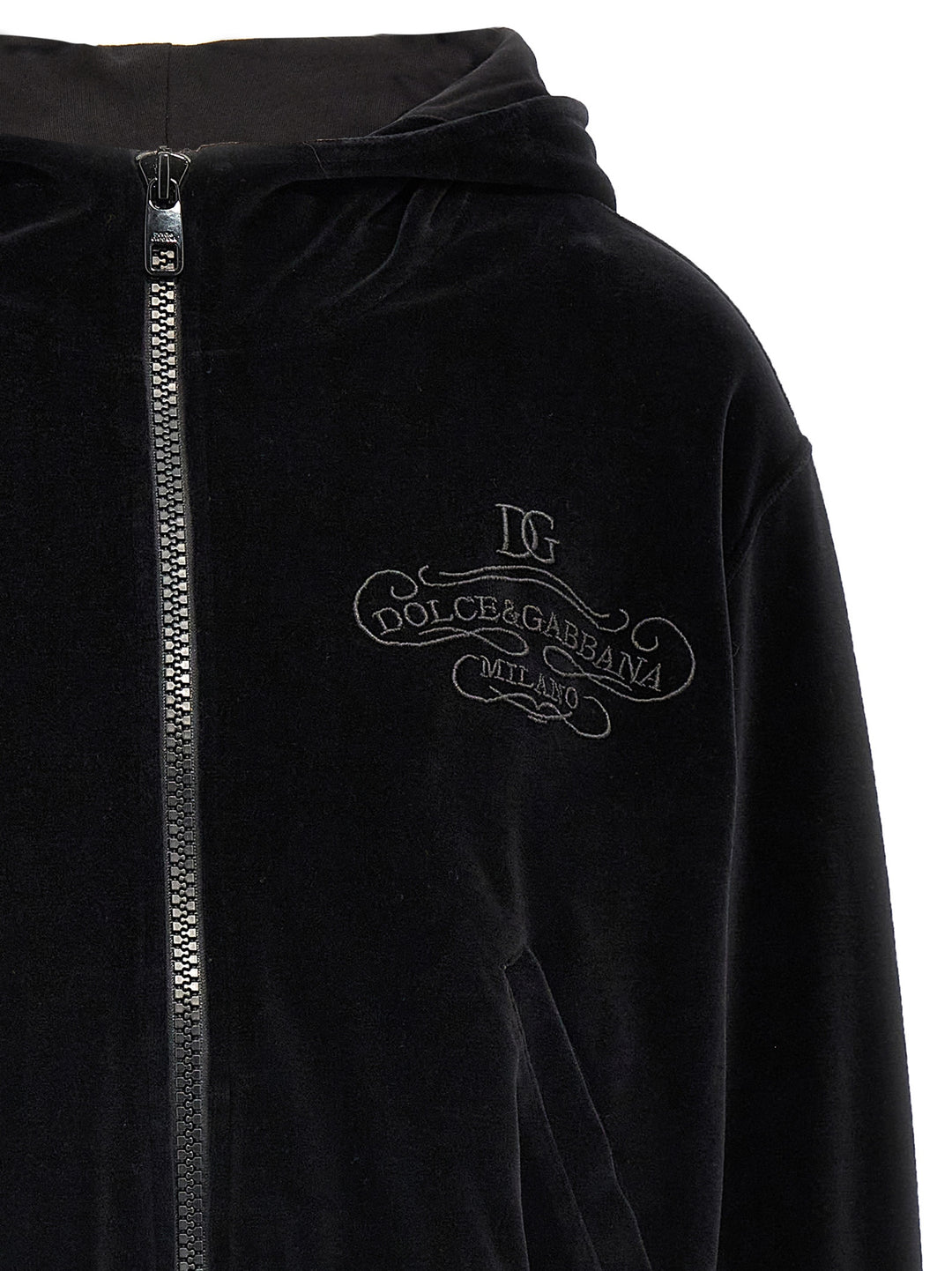 Logo Embroidery Chenille Hoodie Felpe Nero