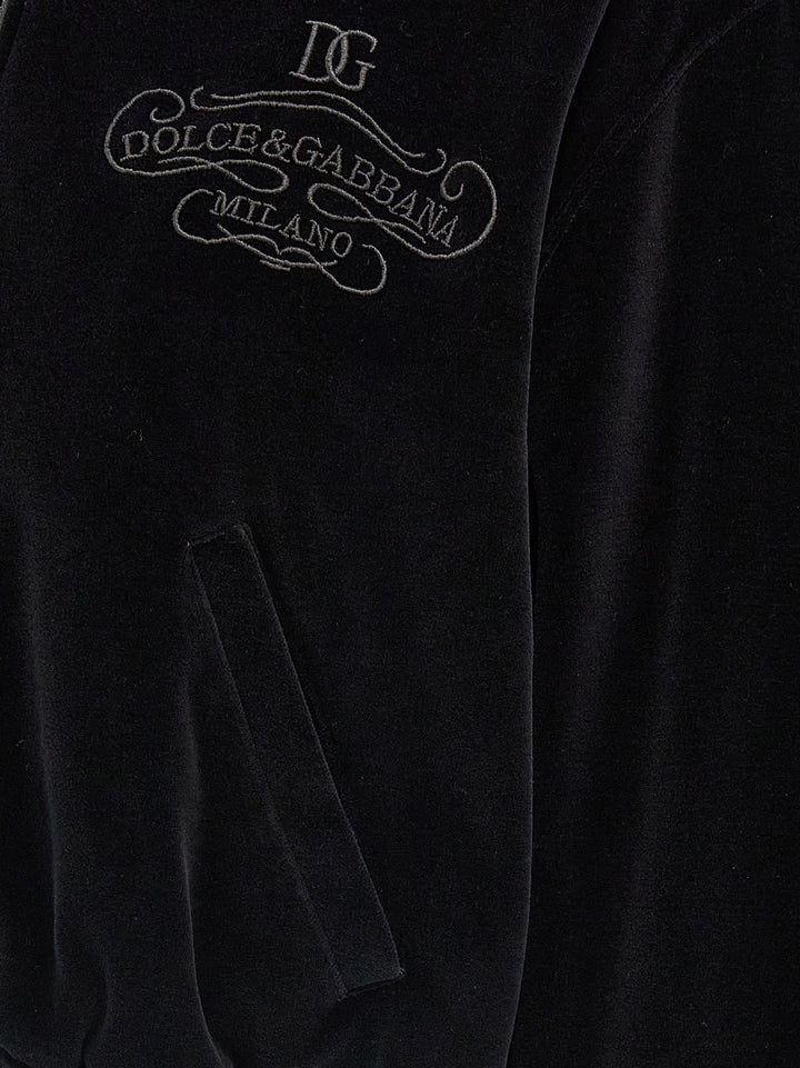 Logo Embroidery Chenille Hoodie Felpe Nero