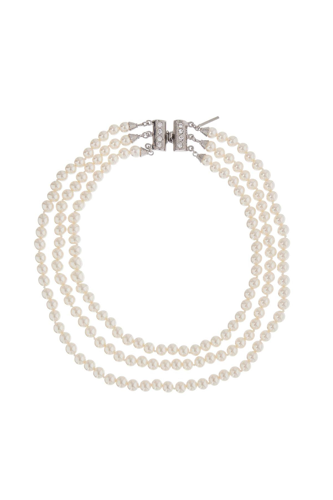 Collana Tre Giri Perle Bianche E Strass