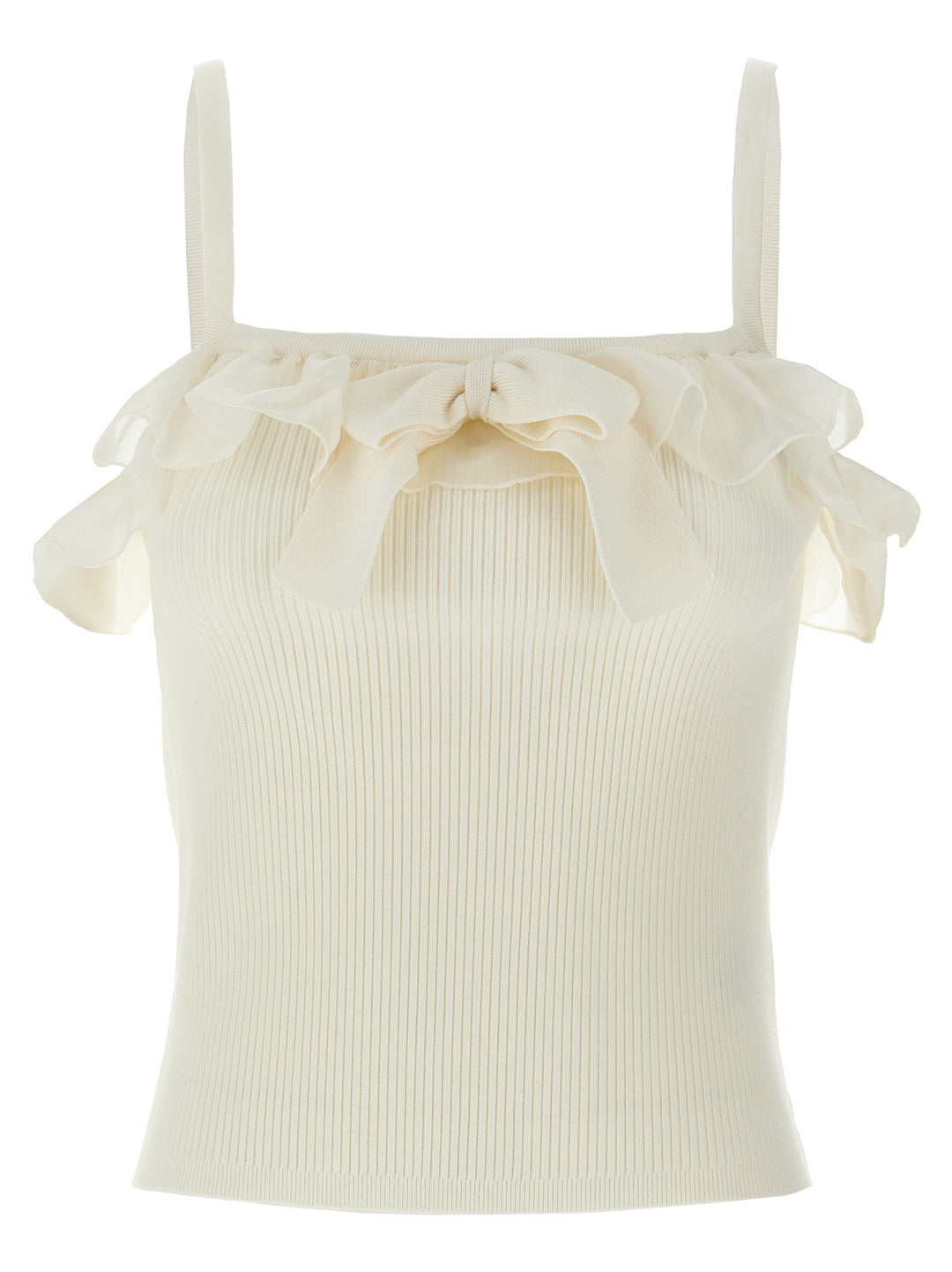 Ruffle Top Top Bianco