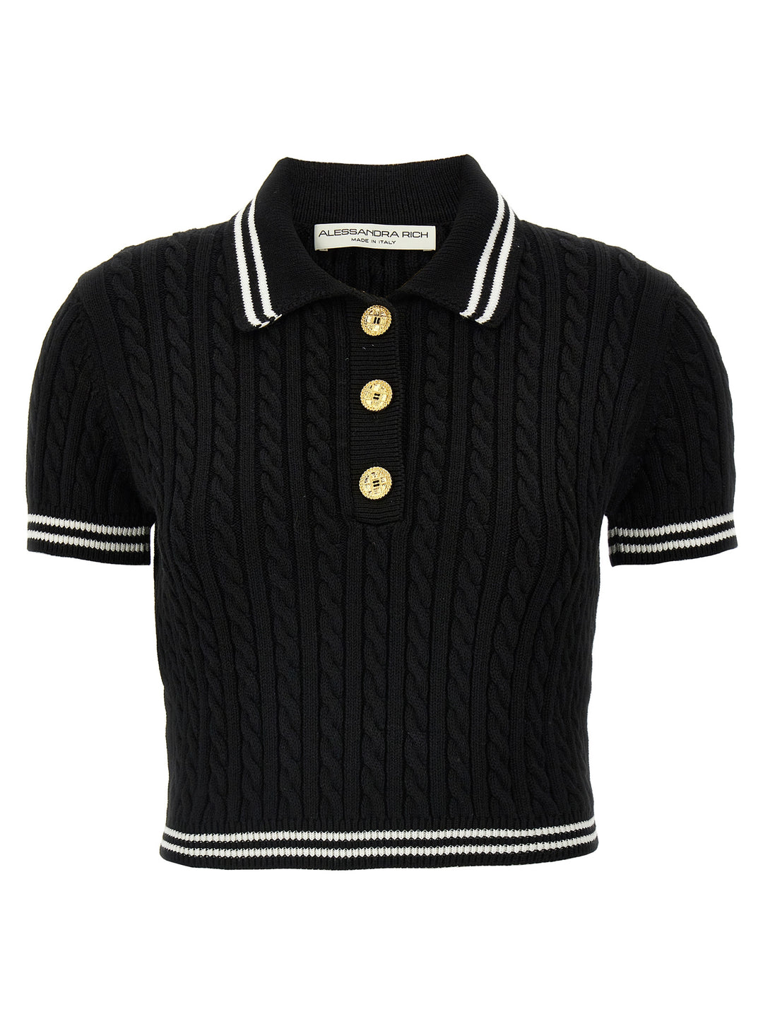 Braided  Shirt Polo Bianco/Nero