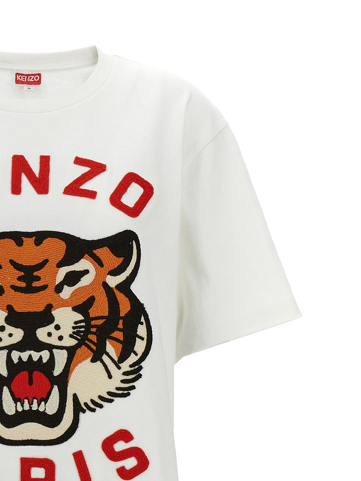 Lucky Tiger T Shirt Bianco