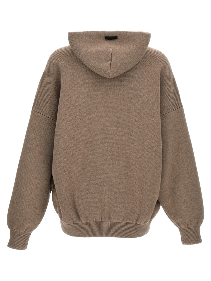 Boucle Knit Hoodie Maglioni Beige