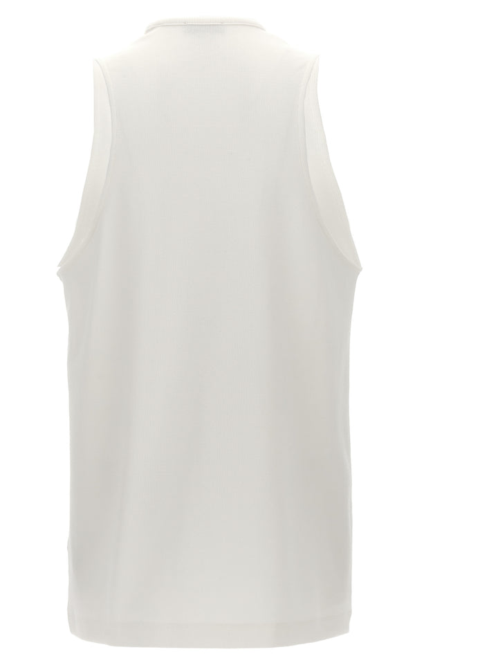 Leather Logo Patch Tank Top Top Bianco