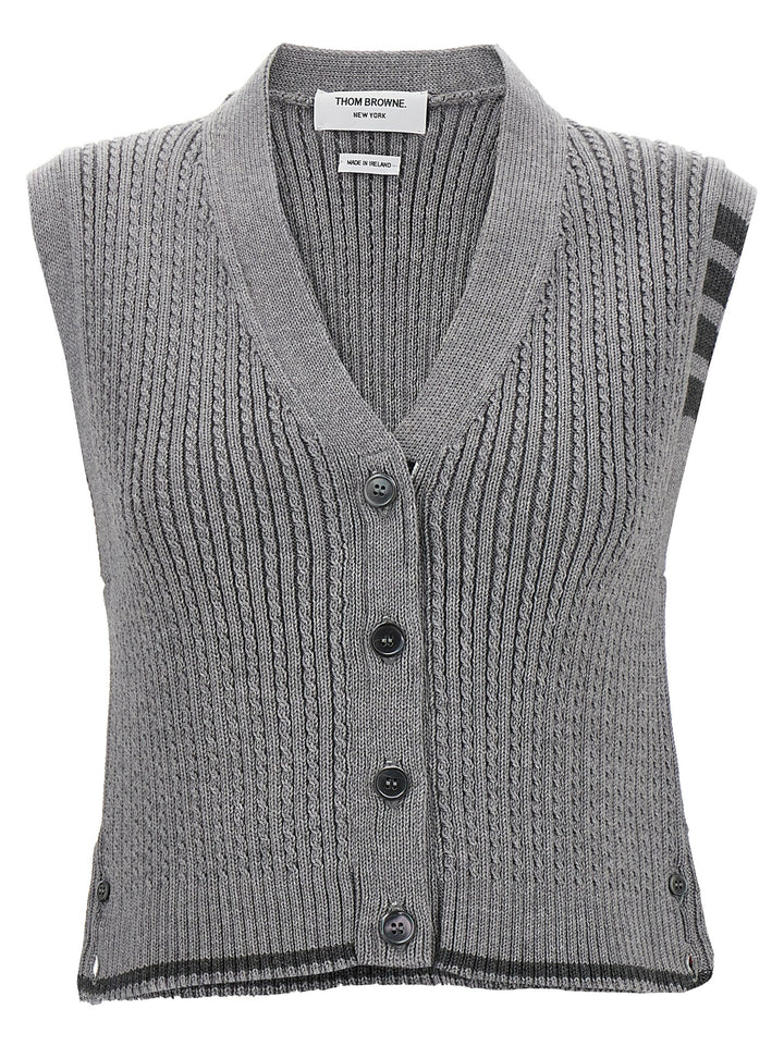 Baby Cable Cropped Gilet Grigio