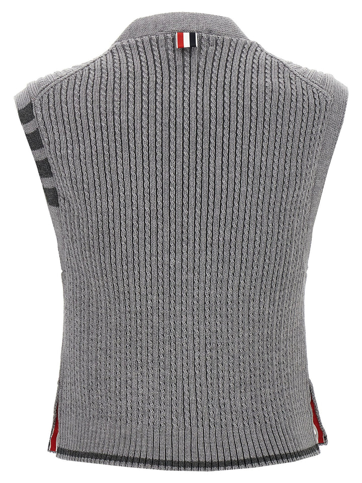 Baby Cable Cropped Gilet Grigio