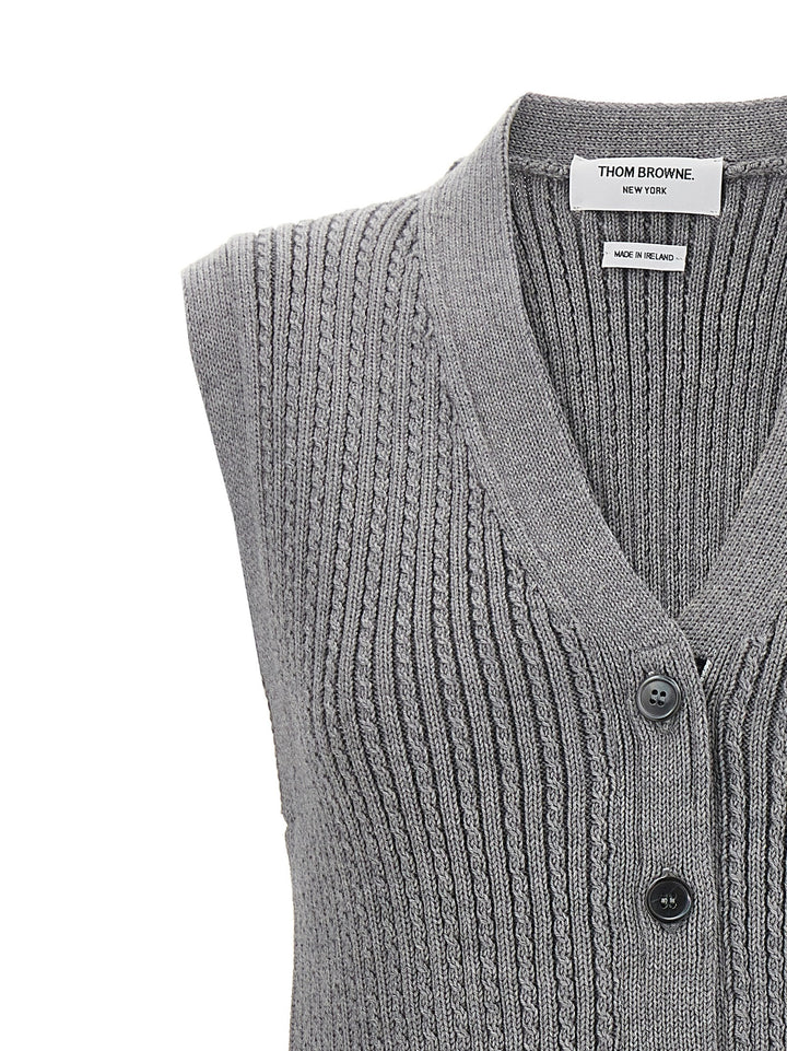 Baby Cable Cropped Gilet Grigio