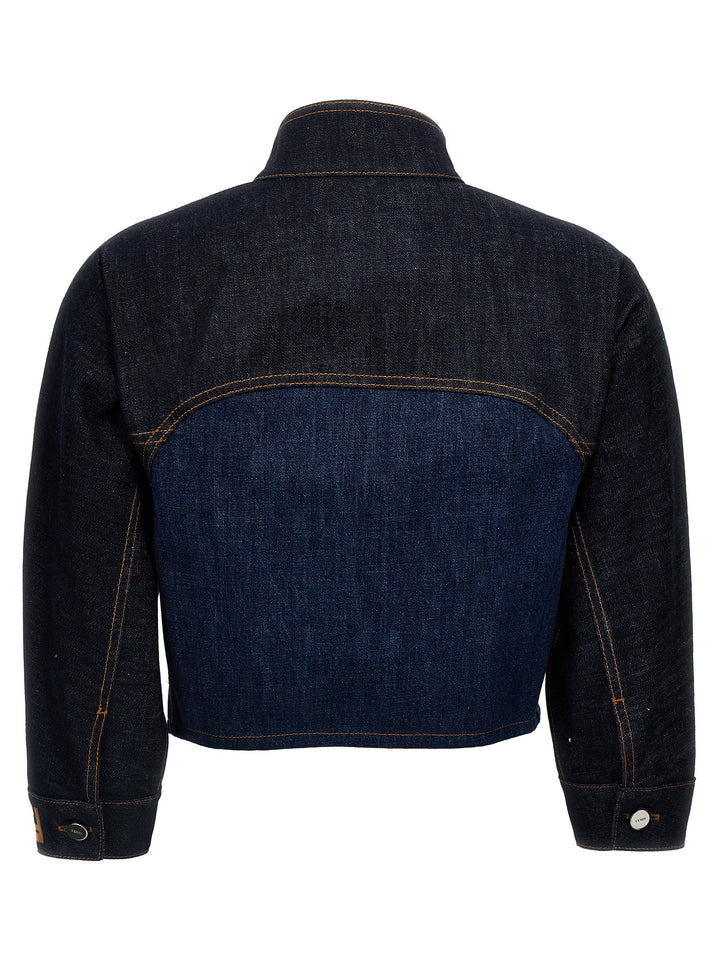 Two-Tone Denim Cropped Jacket Giacche Blu