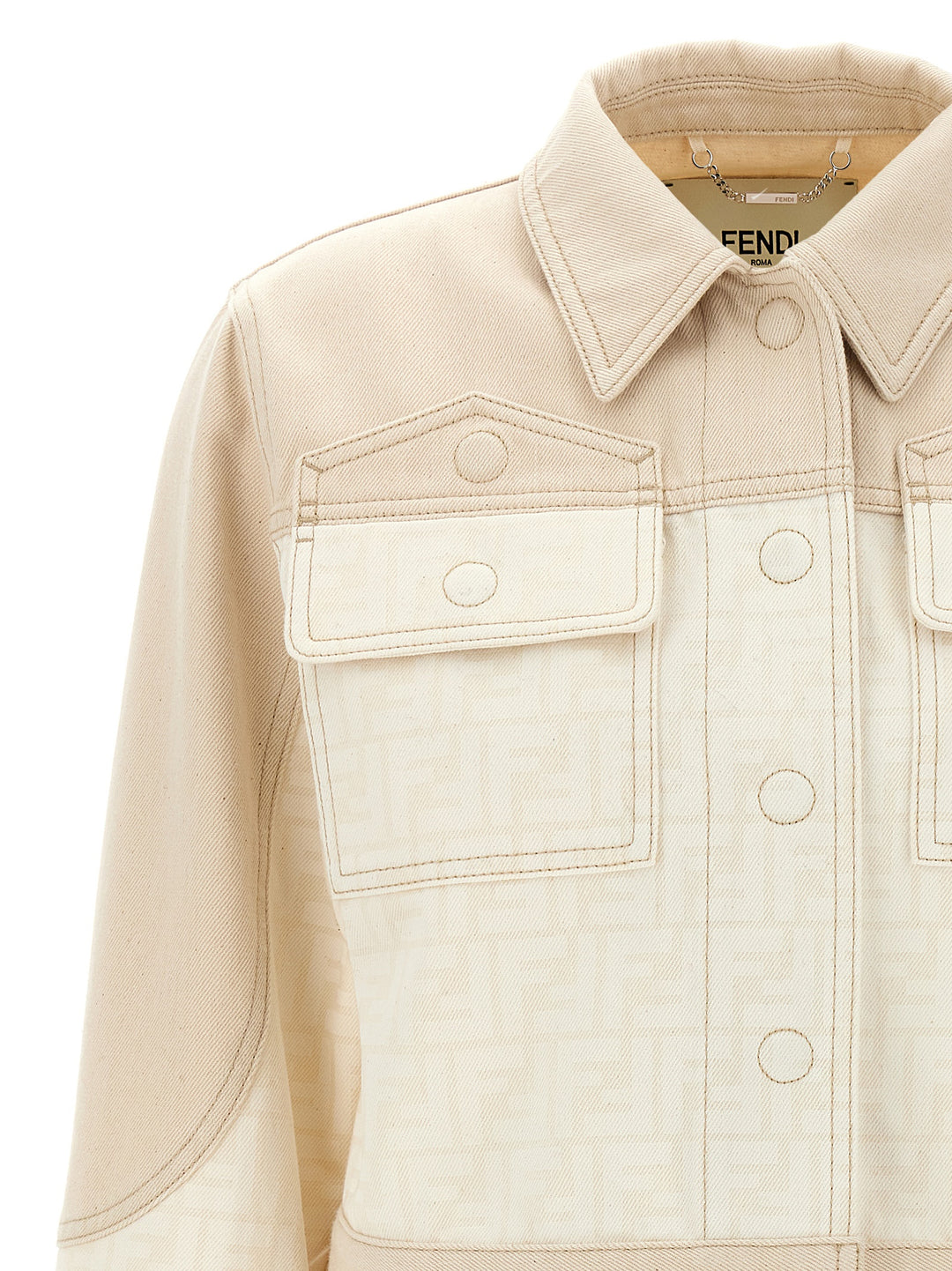 Two-Tone Denim Jacket Giacche Beige