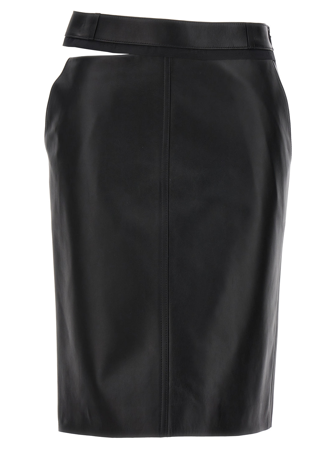 Leather Midi Skirt Gonne Nero