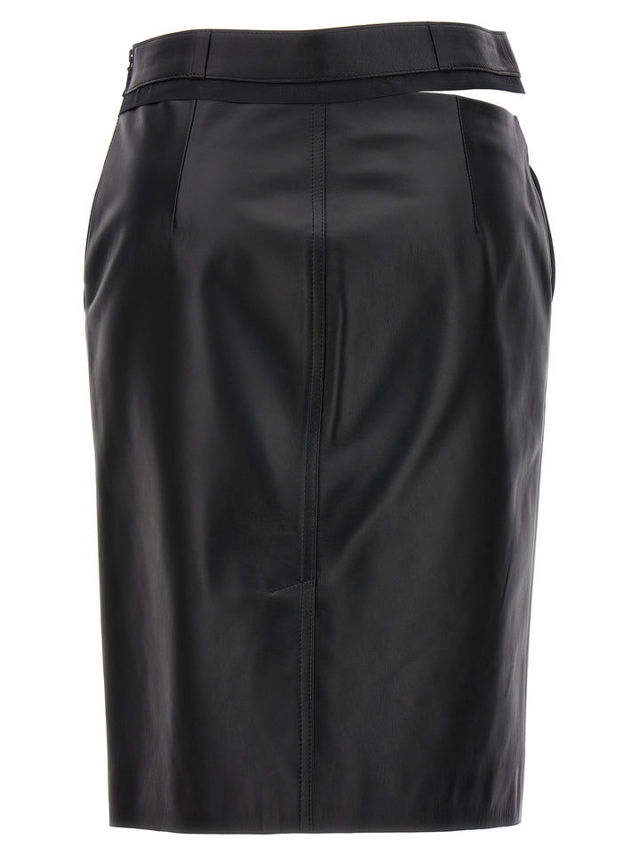 Leather Midi Skirt Gonne Nero