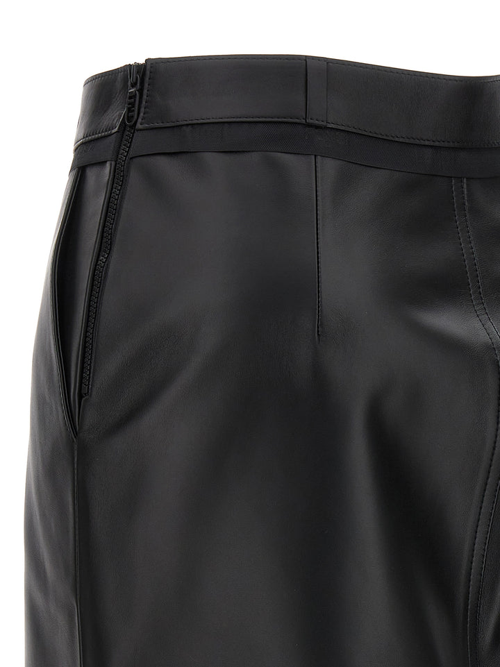 Leather Midi Skirt Gonne Nero