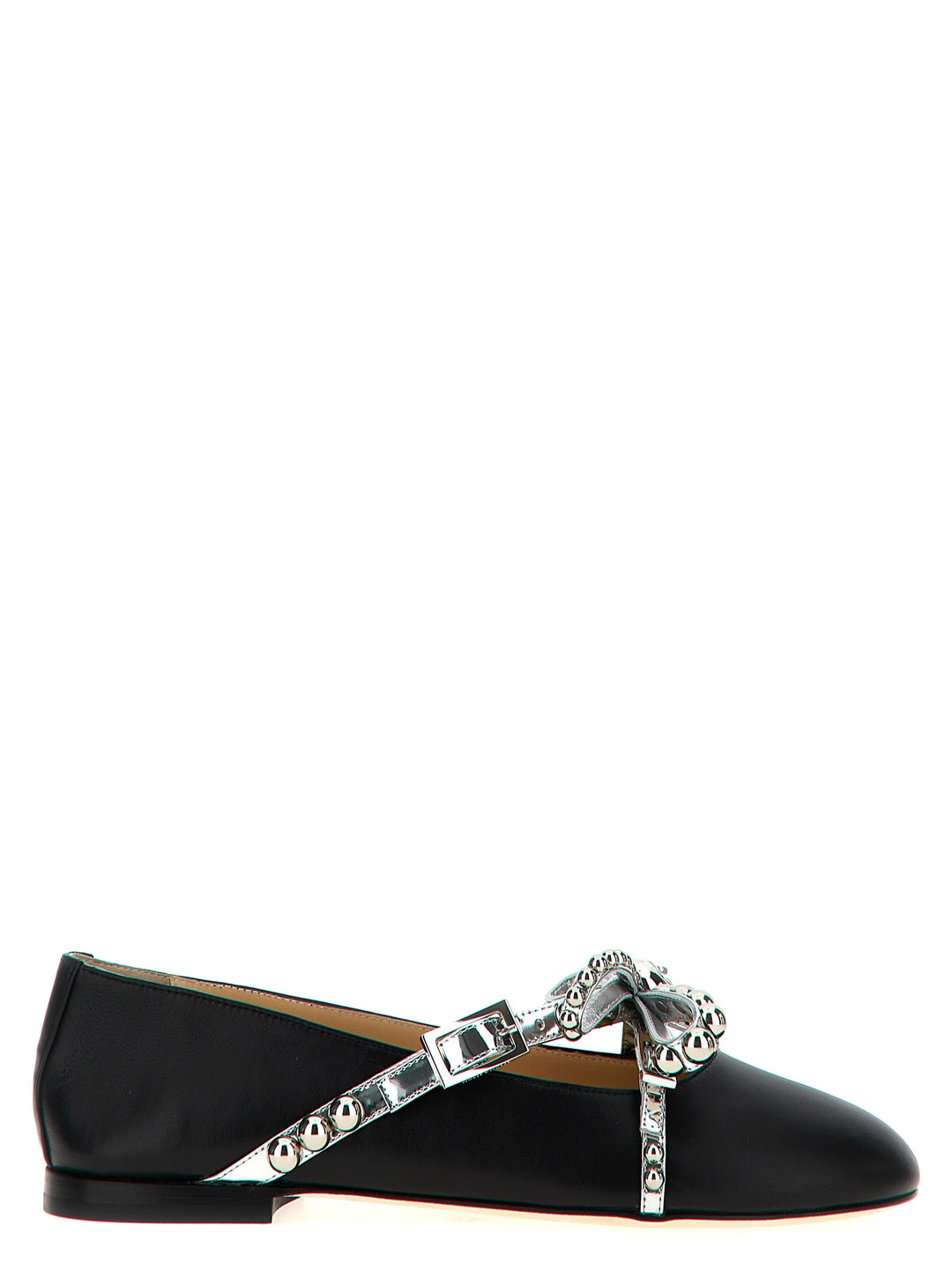 Crystal Studs Flat Shoes Nero