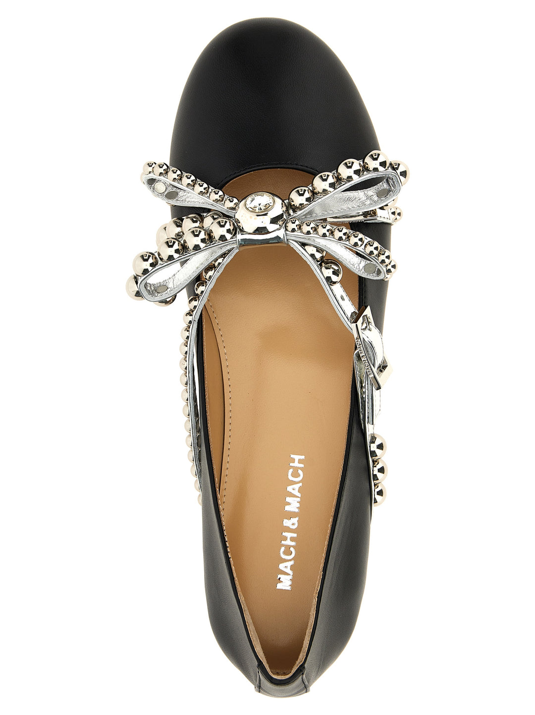 Crystal Studs Flat Shoes Nero