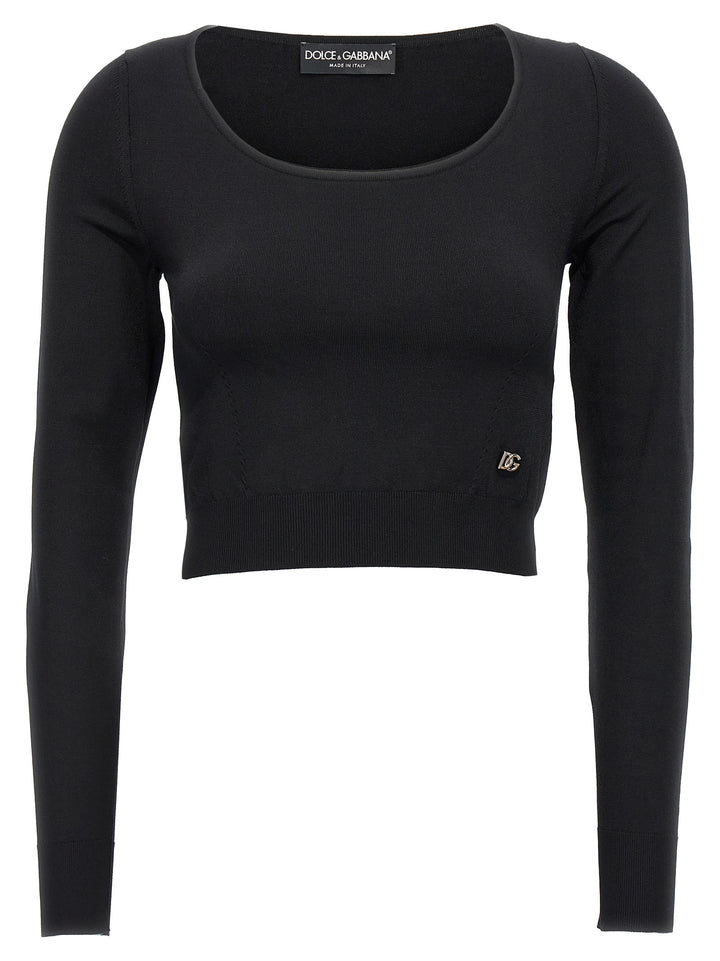 Logo Cropped Sweater Maglioni Nero