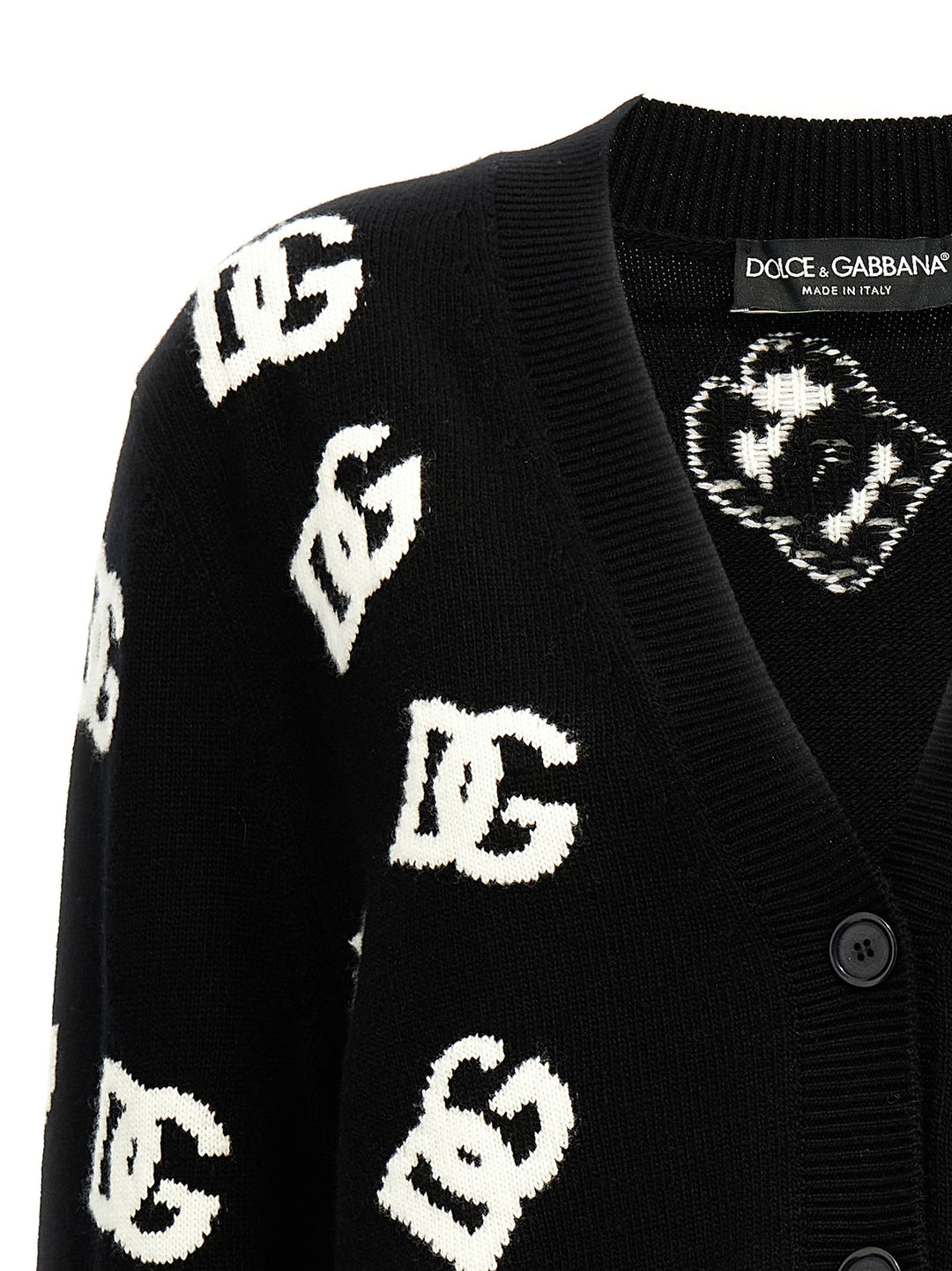 Jacquard Logo Cardigan Maglioni Bianco/Nero