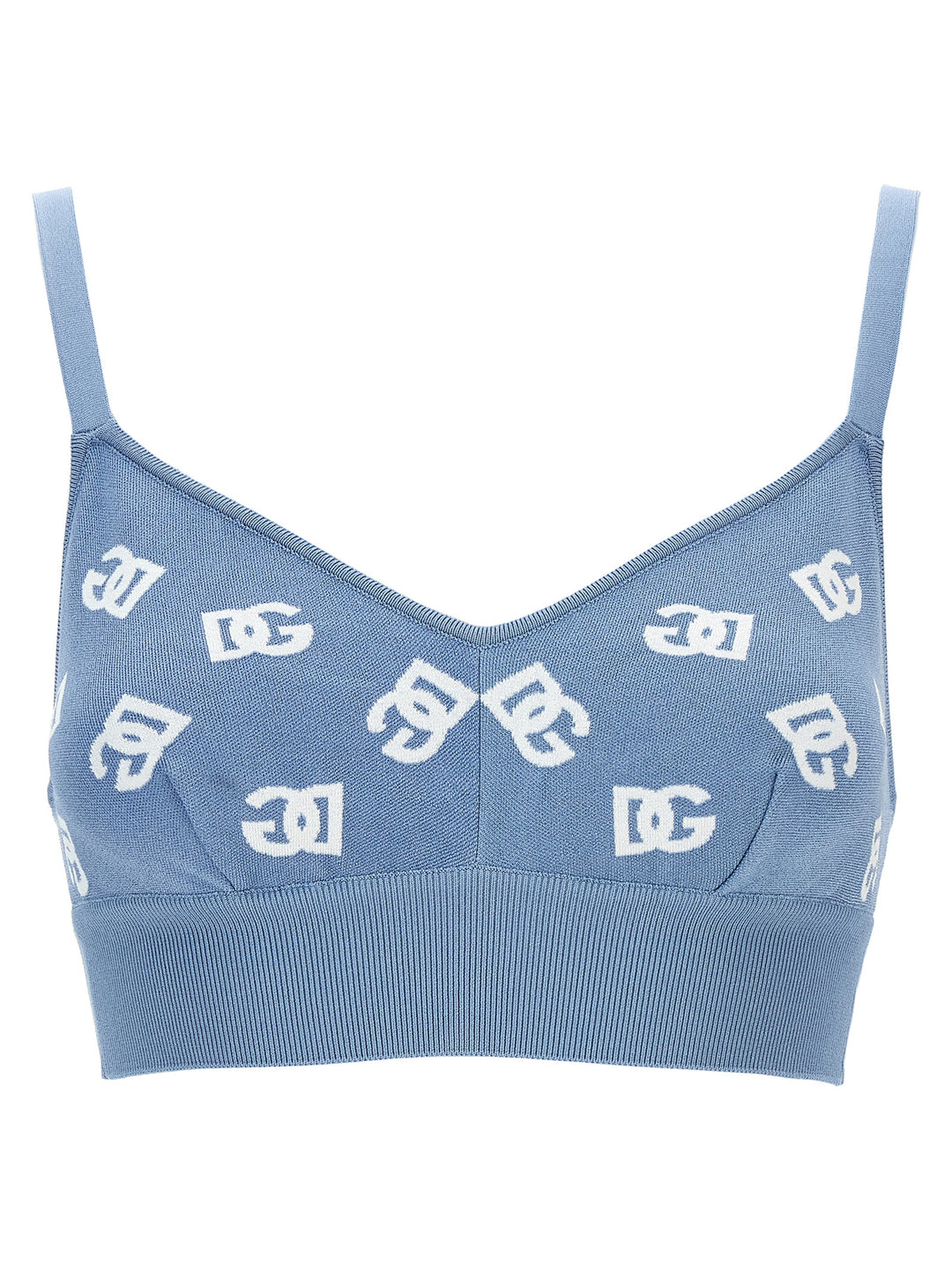 Jacquard Logo Cropped Top Top Celeste