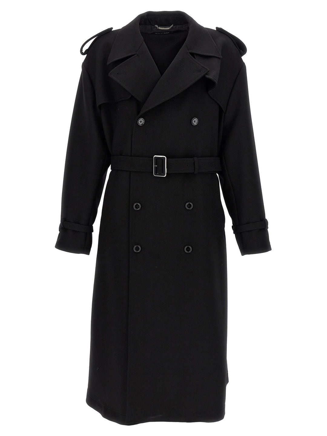 Double-Breasted Trench Coat Trench E Impermeabili Nero