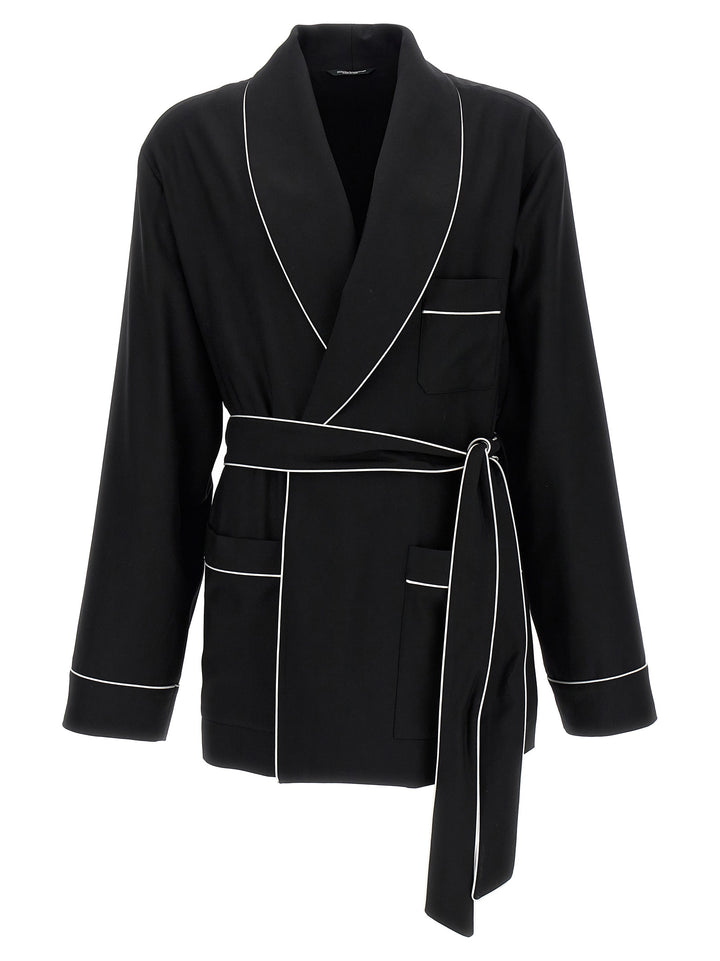 Contrast Piping Dressing Gown Shirt Camicie Nero