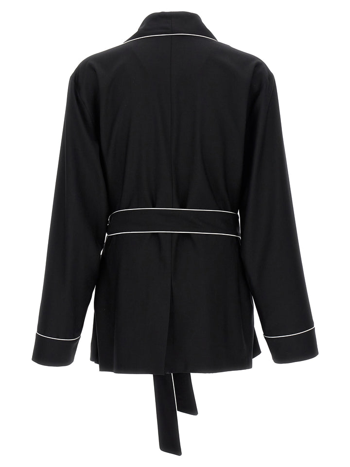 Contrast Piping Dressing Gown Shirt Camicie Nero