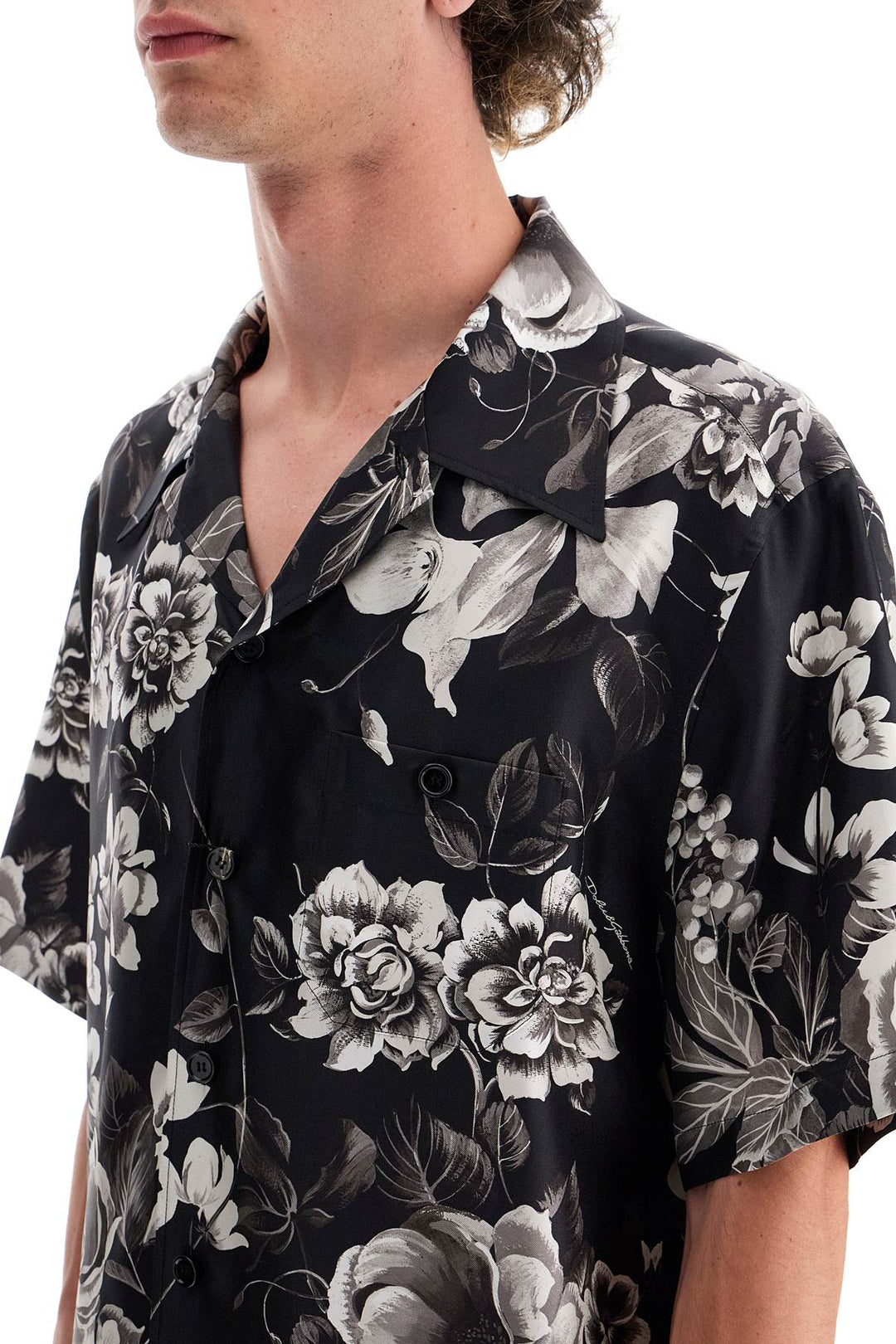 Camicia Hawaii In Seta Stampa Fiori