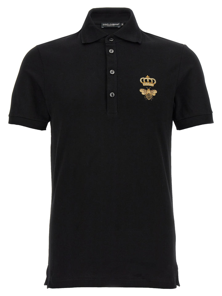 Embroidery Piquet Polo Nero