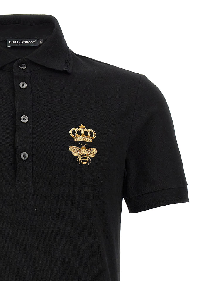 Embroidery Piquet Polo Nero